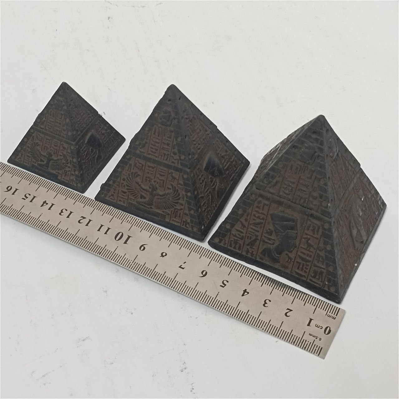 Handmade Set of 3 Handmade Egyptian Pyramids Decor Souvenir Gift Size ONE SIZE - 7 Thumbnail