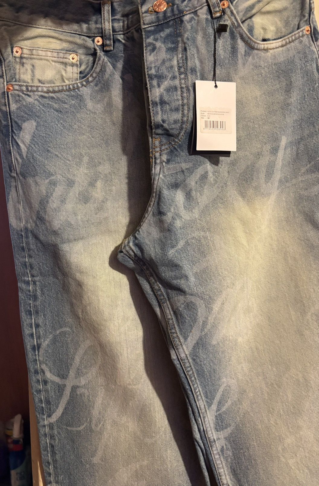 Patta Pattagoods “Til Victory Is Won” Washed Denim Jeans Size US 30 / EU 46 - 3 Thumbnail