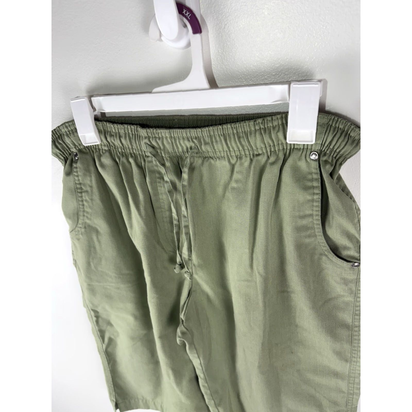Vintage Fashion Classics Petite Sage Pull On Wide Leg Capri Pants Womens Size PM Size 32" / US 10 / IT 46 - 2 Thumbnail