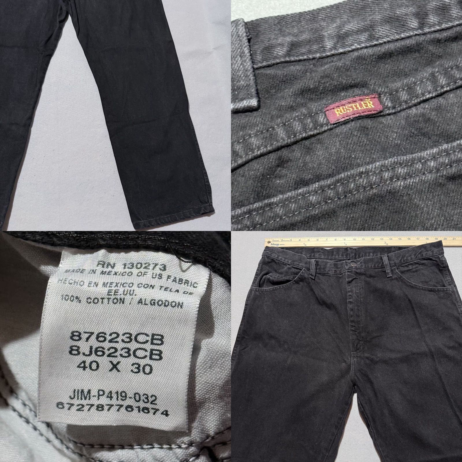Vintage VINTAGE Rustler Jeans Men Black Denim Pockets High Rise Relaxed Straight 40x30 Size US 40 / EU 56 - 8 Thumbnail