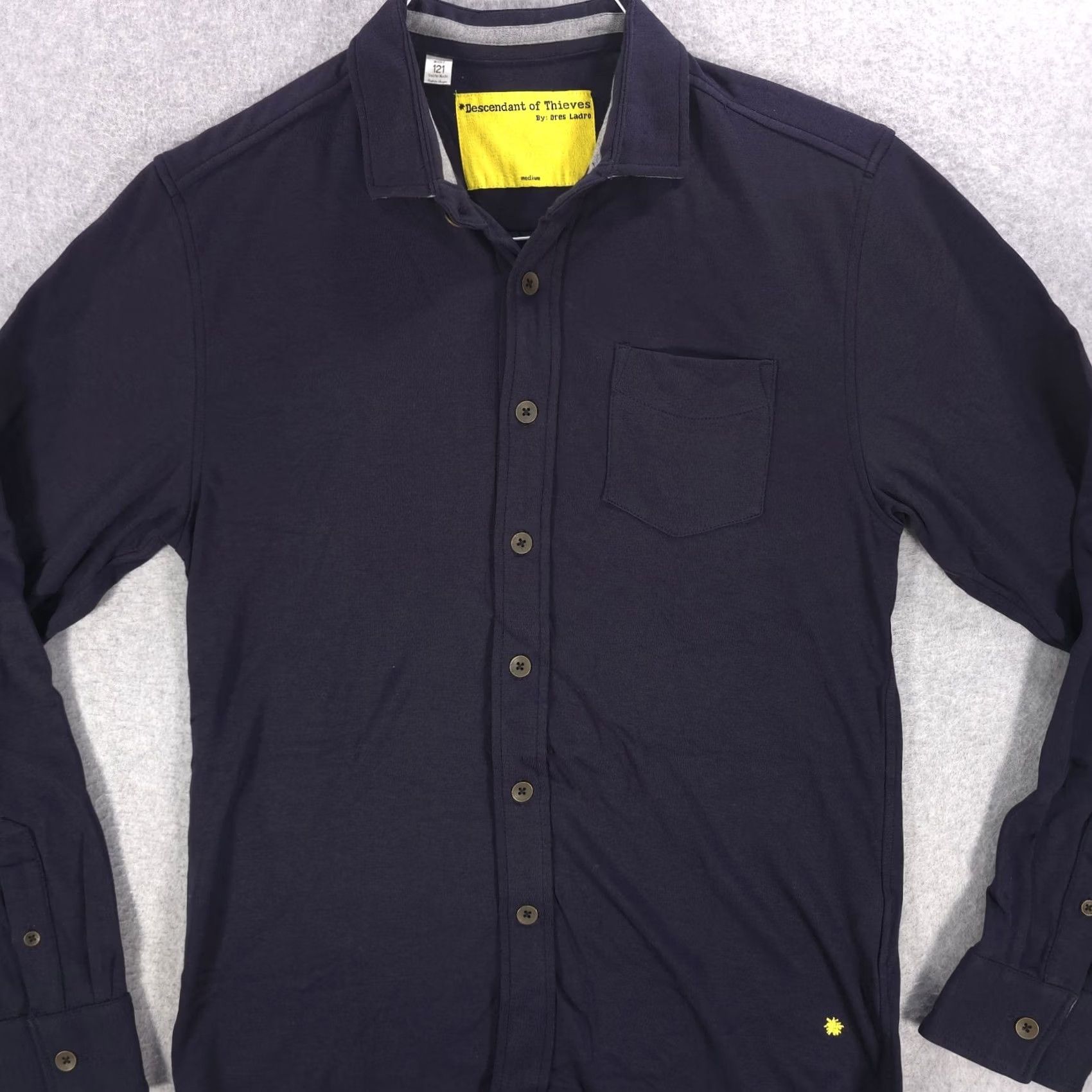 Descendant Of Thieves Shirt Mens Medium Dark Blue Polyester Stretch Dres Landro, Men's (Size 40r) — image 2 of 6