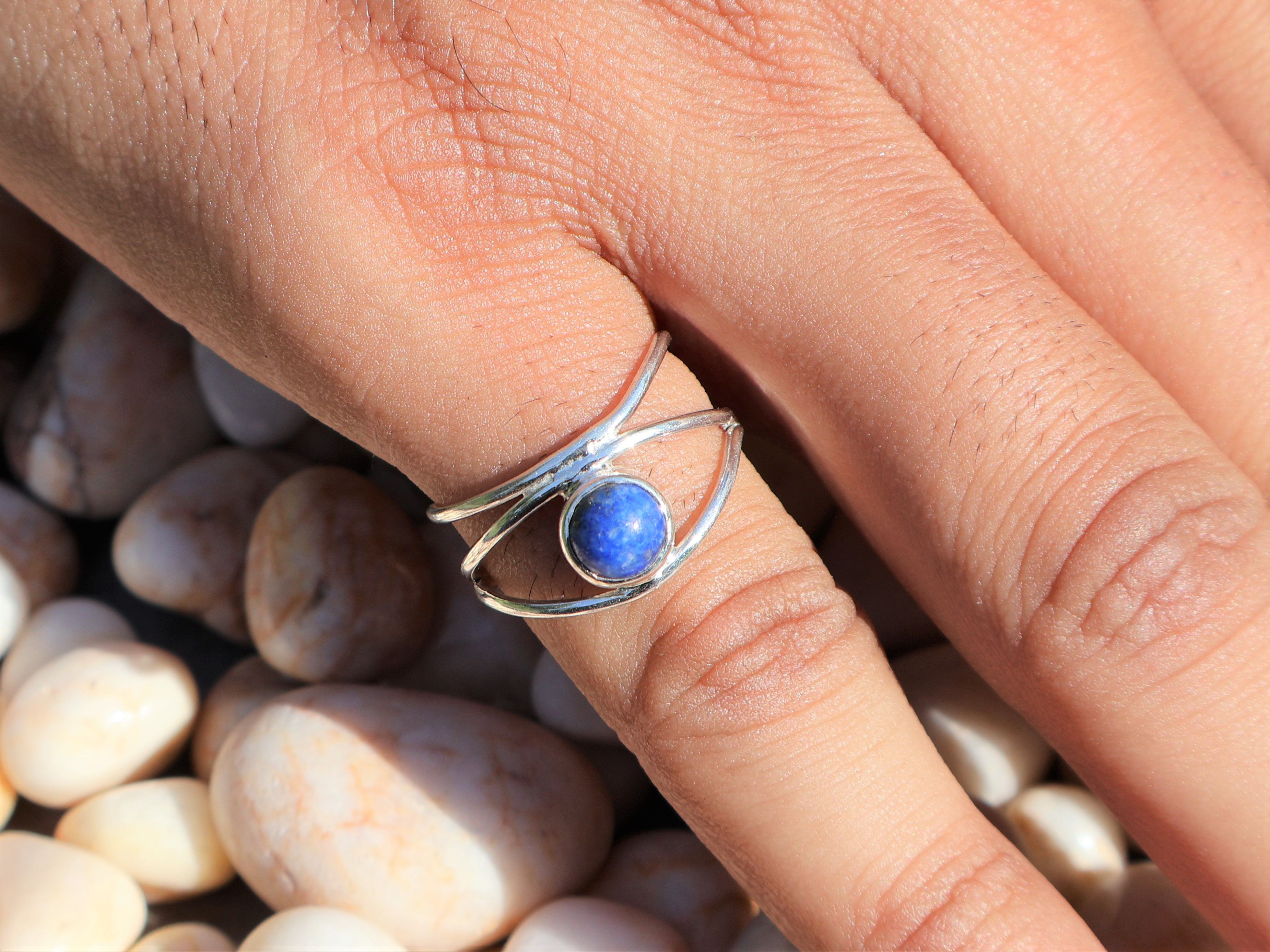 Handmade Lapis Lazuli Ring, 925 Sterling Silver, Handmade Women Ring Size ONE SIZE - 7 Thumbnail
