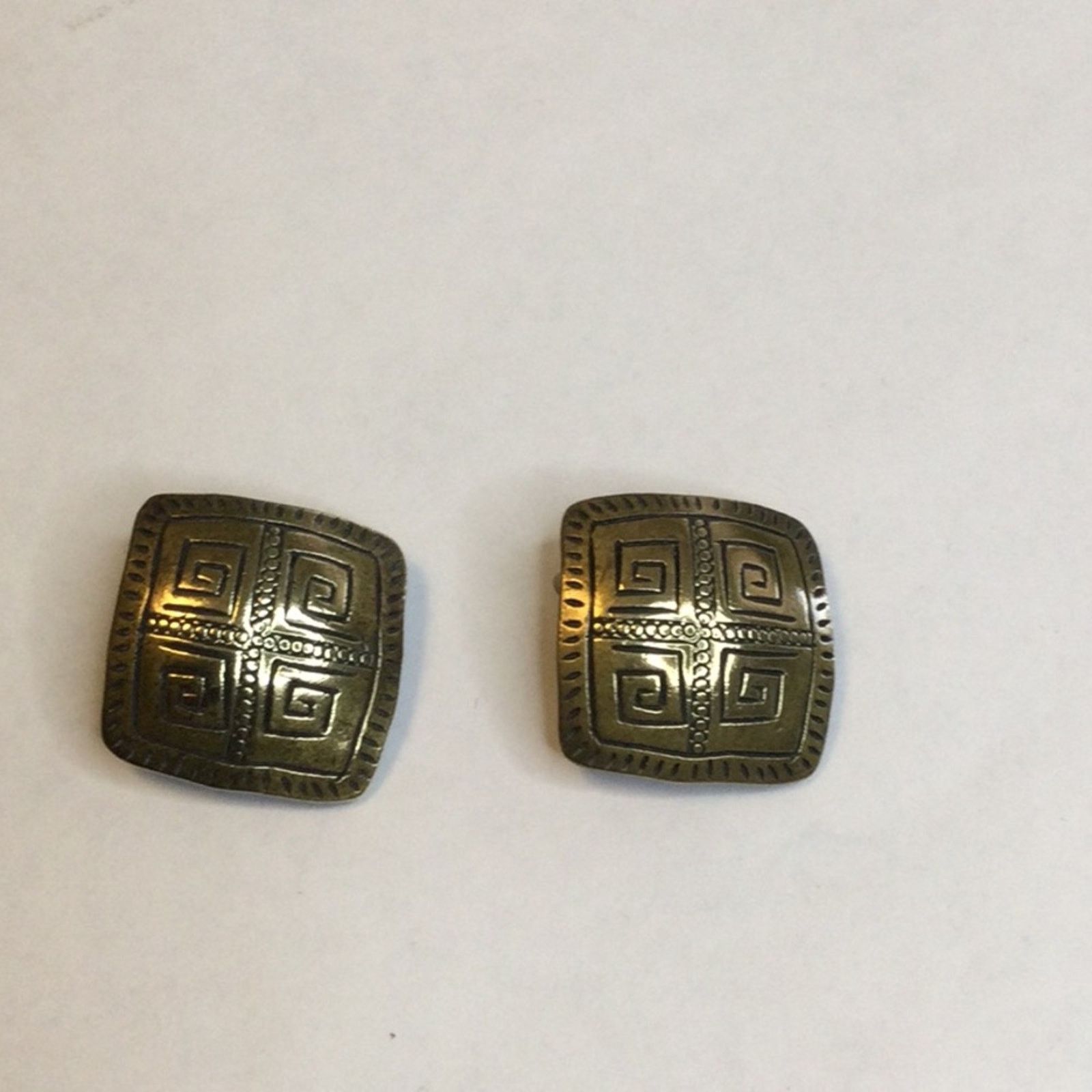 Other Vintage Modernist Bronze Tribal Aztec Design ClipOn Earrings Size ONE SIZE - 15 Thumbnail