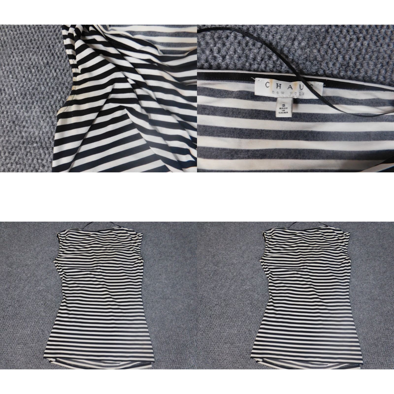 Vintage Chaus Blouse Shirt Womens S Black Striped Crew Neck Pullover Stretch Casual Button Size S / US 4 / IT 40 - 8 Thumbnail