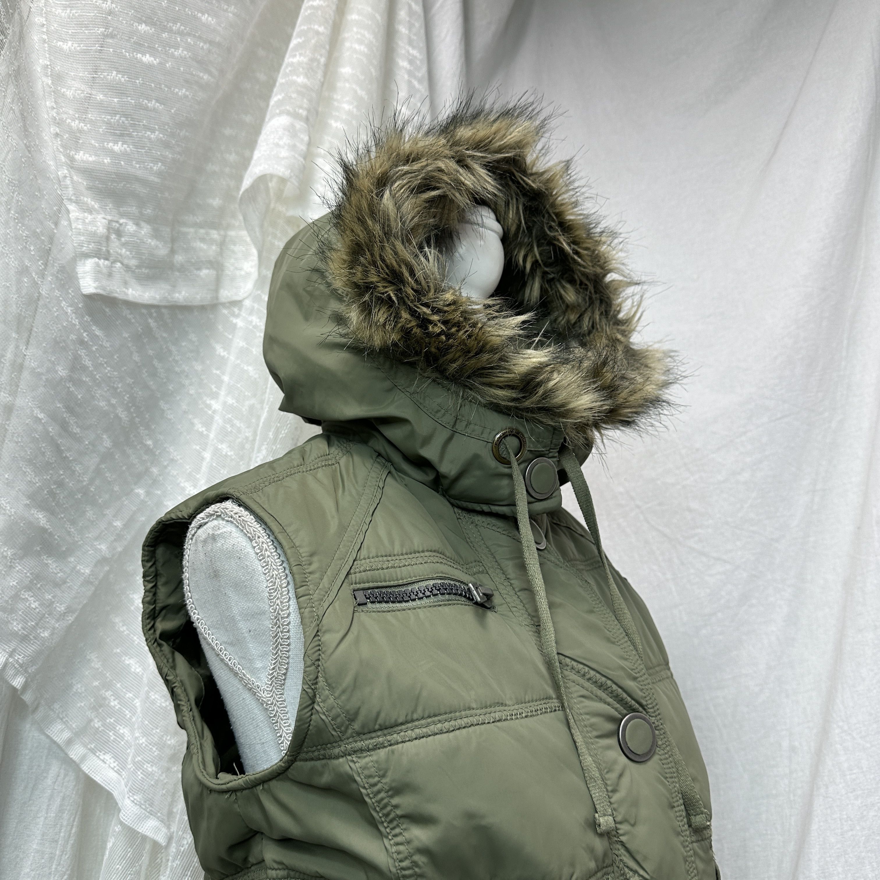 Vintage Vintage Puffer Hooded Fitted Down Vest Y2K Size M / US 6-8 / IT 42-44 - 5 Thumbnail