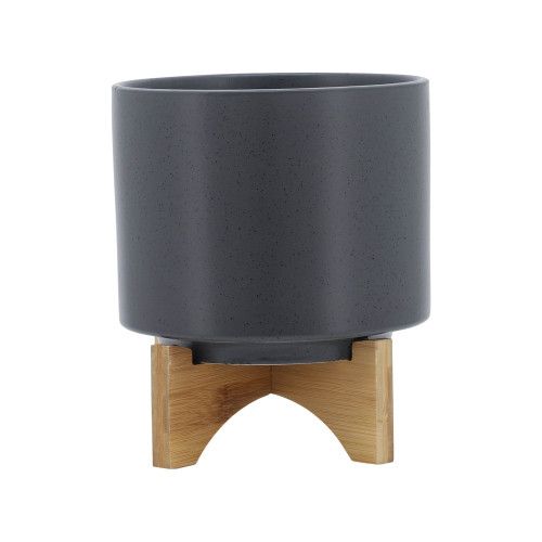 Designer × Homemade 8" PLANTER W/ WOOD STAND, MATTE GRAY Size US L / EU 52-54 / 3 - 2 Thumbnail