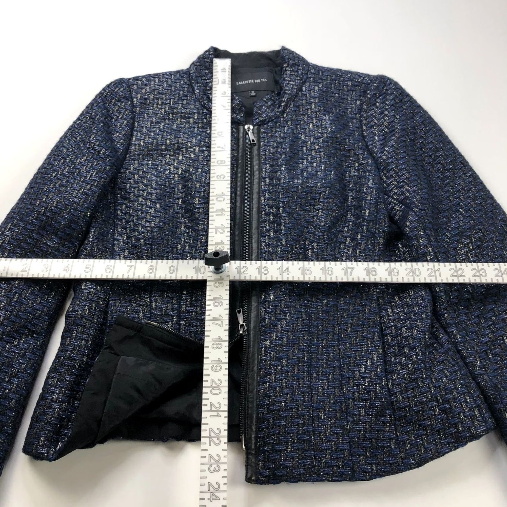 Vintage Lafayette 148 New York Blazer Jacket Wool Blend Metallic Blue 10 Womens MINT Size L / US 10 / IT 46 - 3 Thumbnail