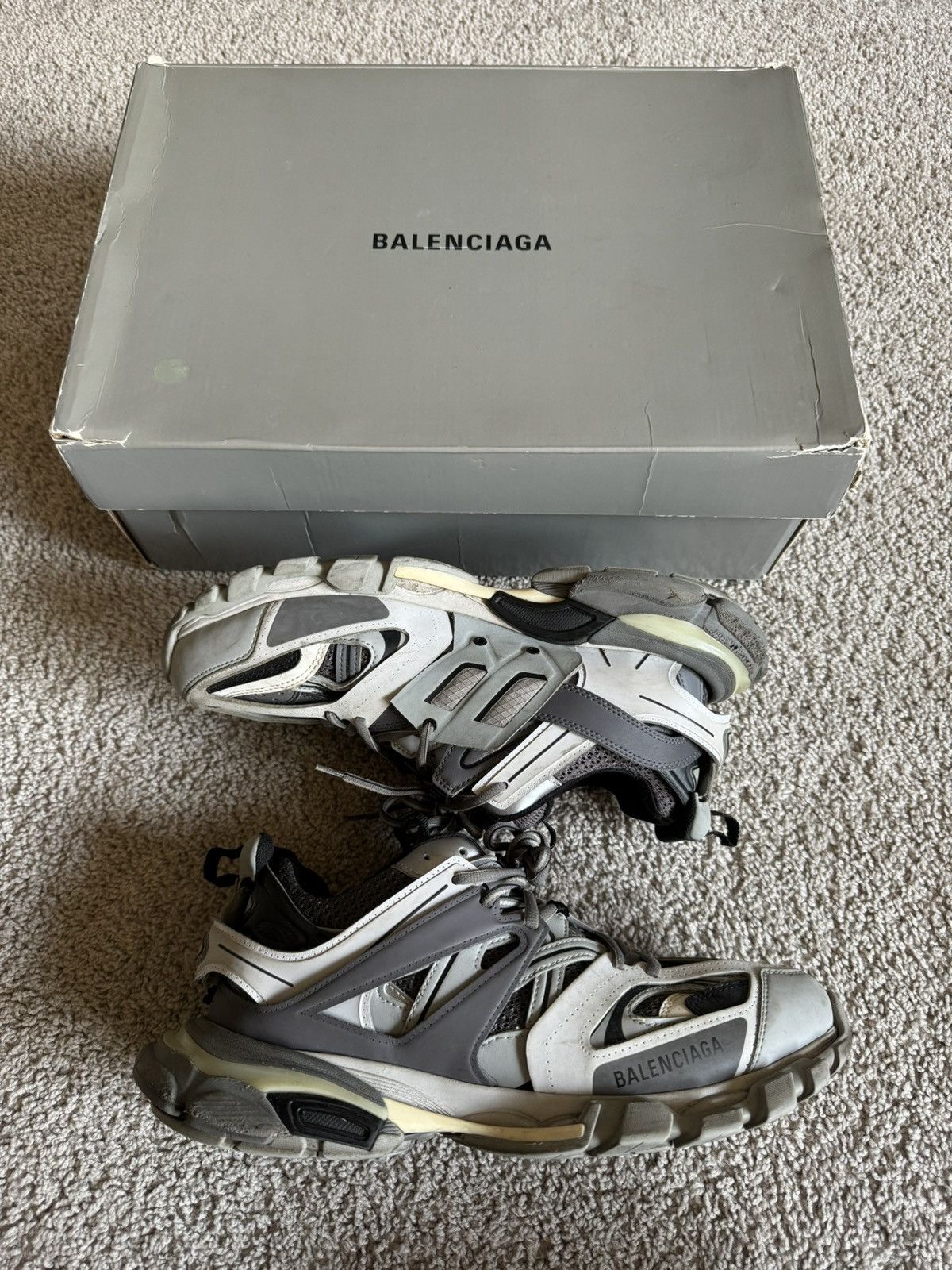 Balenciaga Designer Streetwear Balenciaga Track LED Trainer Grey Blue Size 10 Grailed