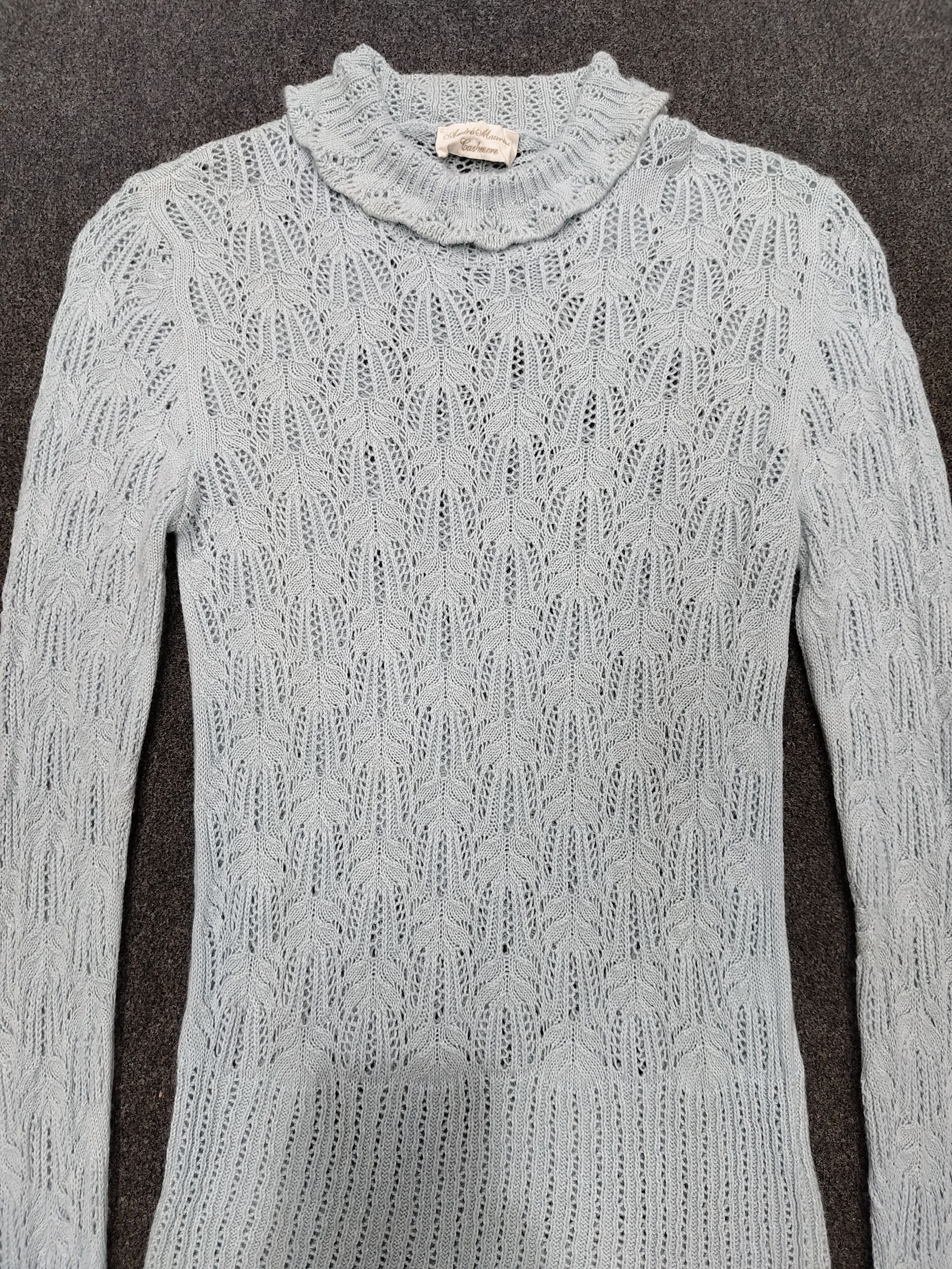 Vintage 🇮🇹 Vtg Andre Maurice Design Cashmere Knitted Sweater Size L / US 10 / IT 46 - 4 Thumbnail