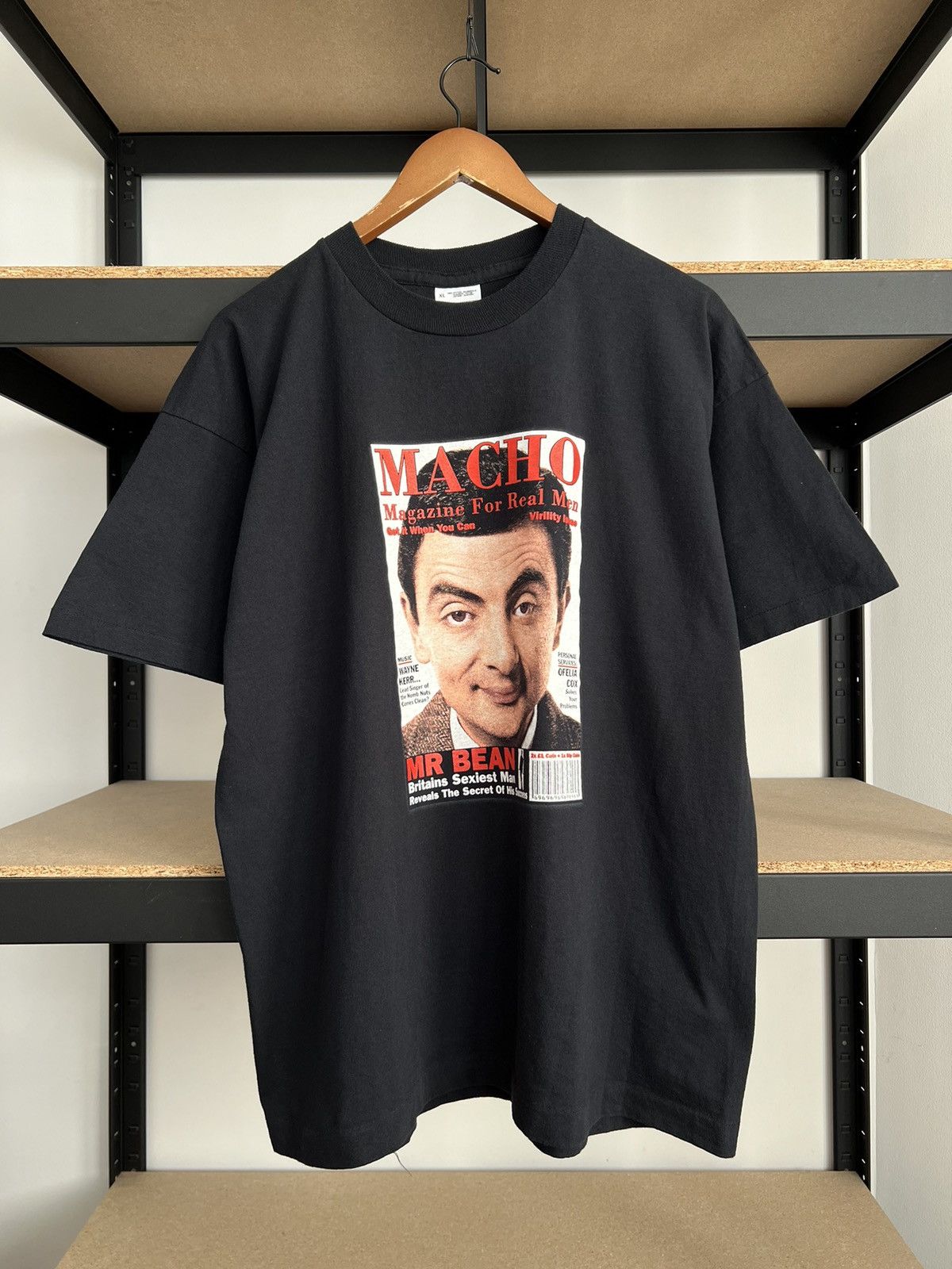 Vintage 90s Mr Bean Macho Magazine Movie Black T-shirt