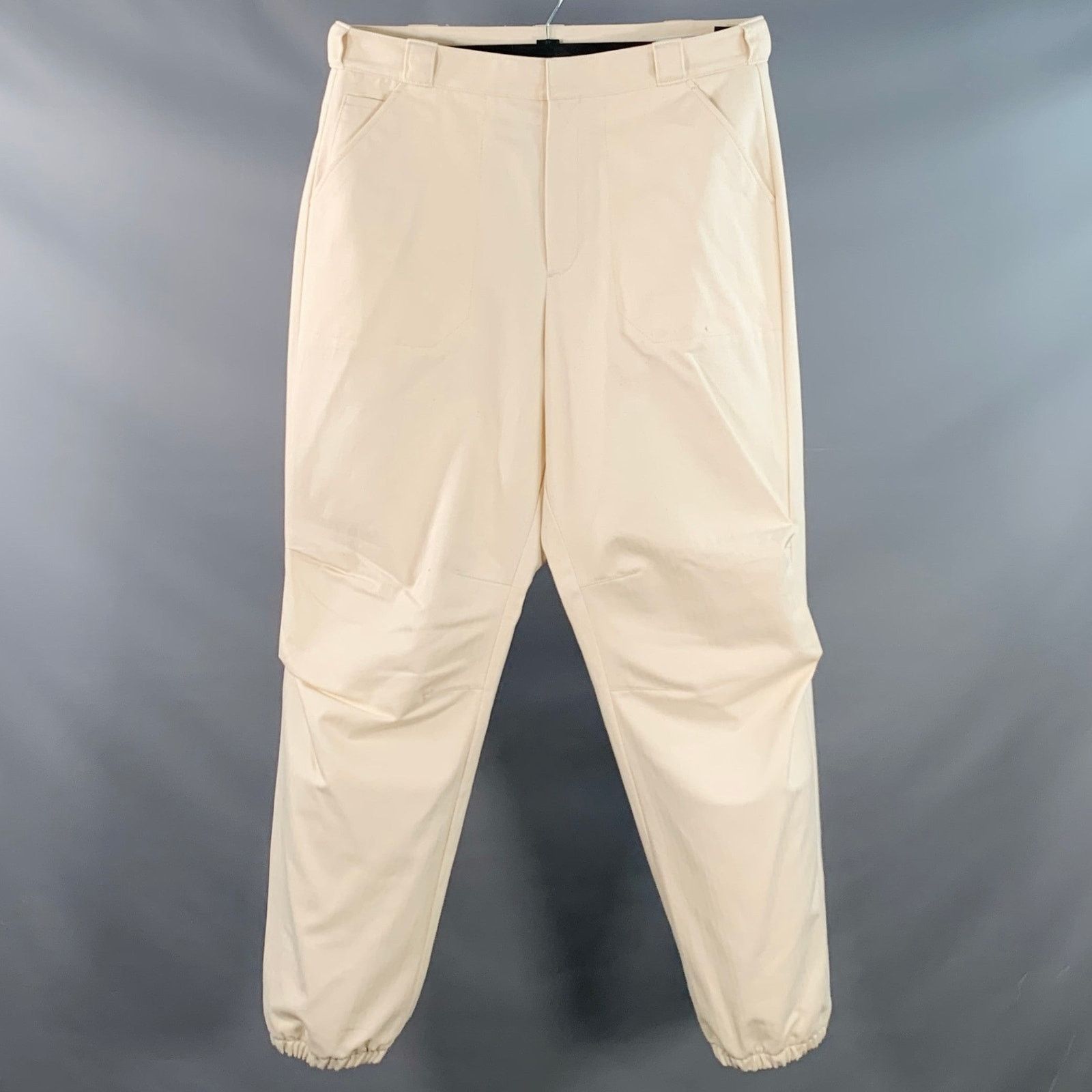 Prada Beige Cotton Herringbone Tapered Elastic Cuffs Zip Fly Pants Size US 36 / EU 52 - 1 Thumbnail
