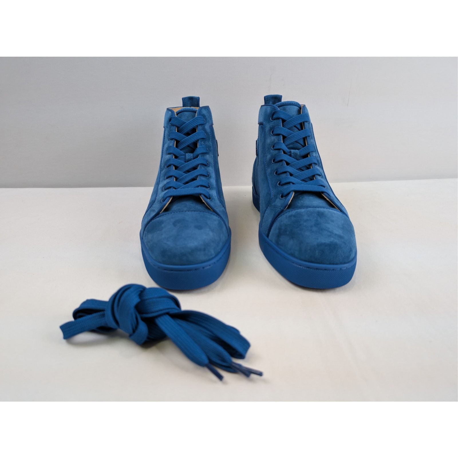 Christian Louboutin o1rshd1 Louis Orlato flat high-top sneaker in blue suede Size US 12 / EU 45 - 9 Thumbnail