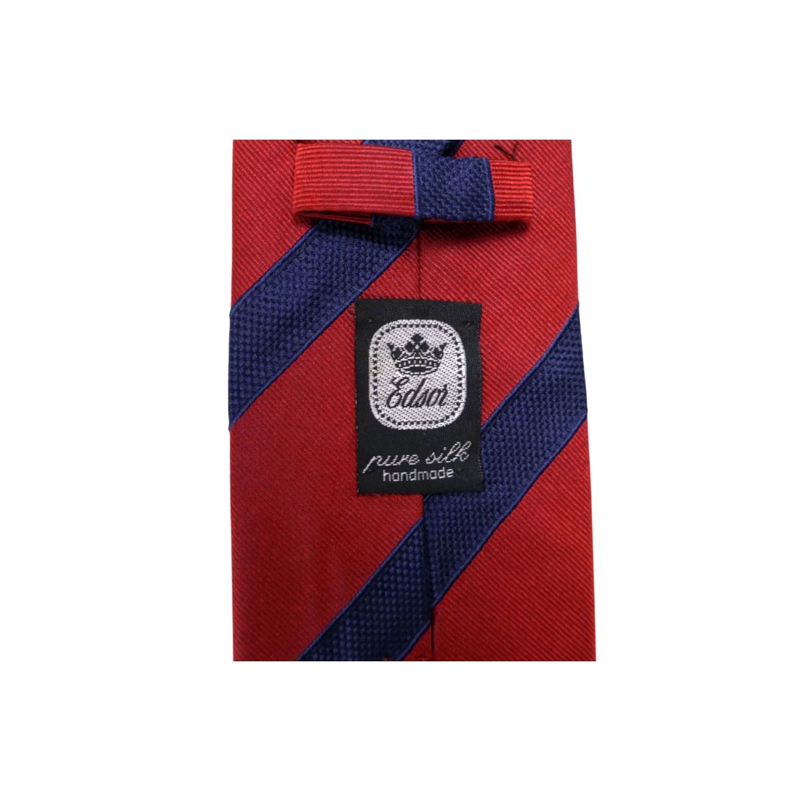 Vintage Edsor Tie Men's ONE SIZE Pure Silk Patterned Red And Blue Handmade Size ONE SIZE - 6 Thumbnail
