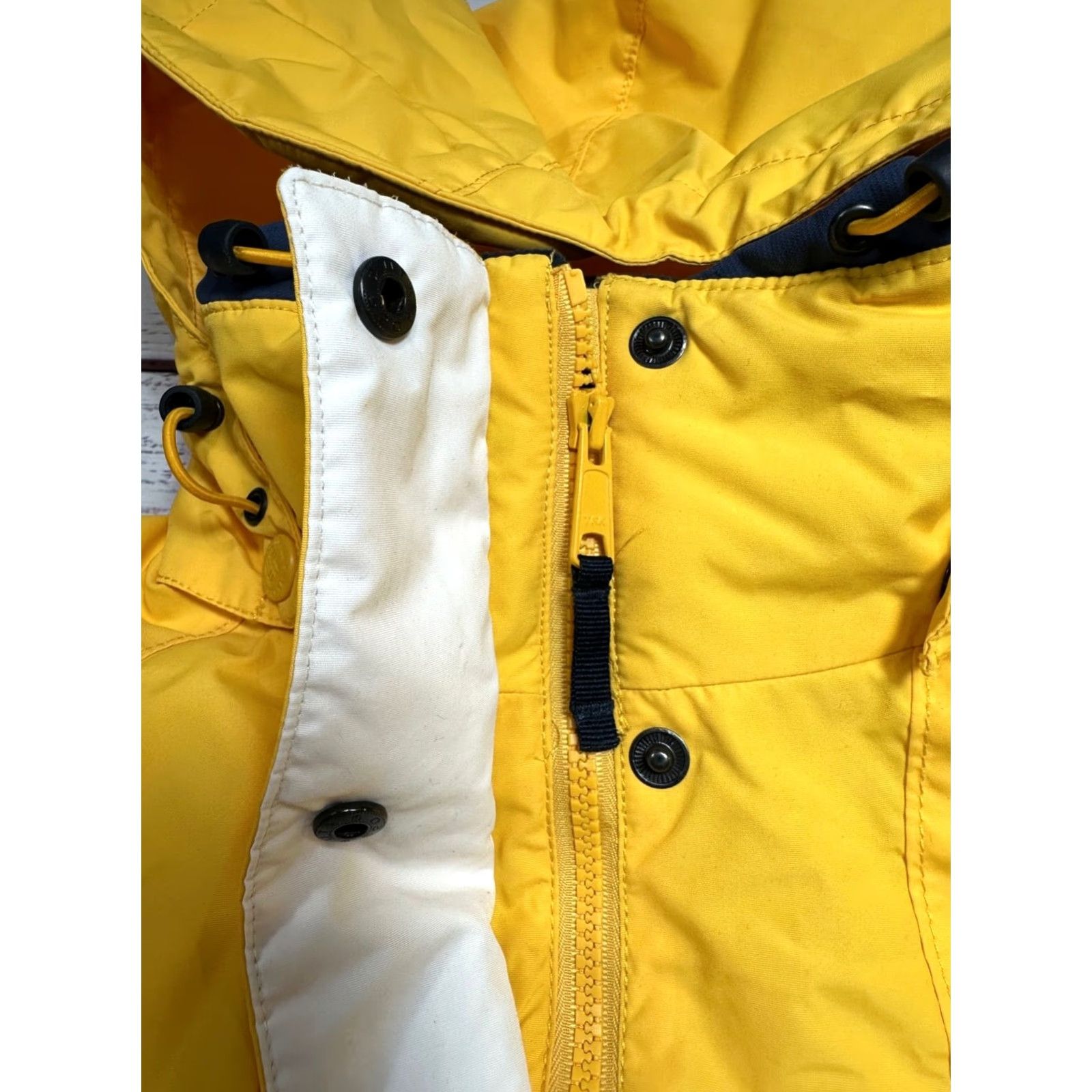 Rains Columbia Womens Nylon Hooded Zip Front Rain Jacket Yellow XS S Small Pockets No Liner Size S / US 4 / IT 40 - 6 Thumbnail