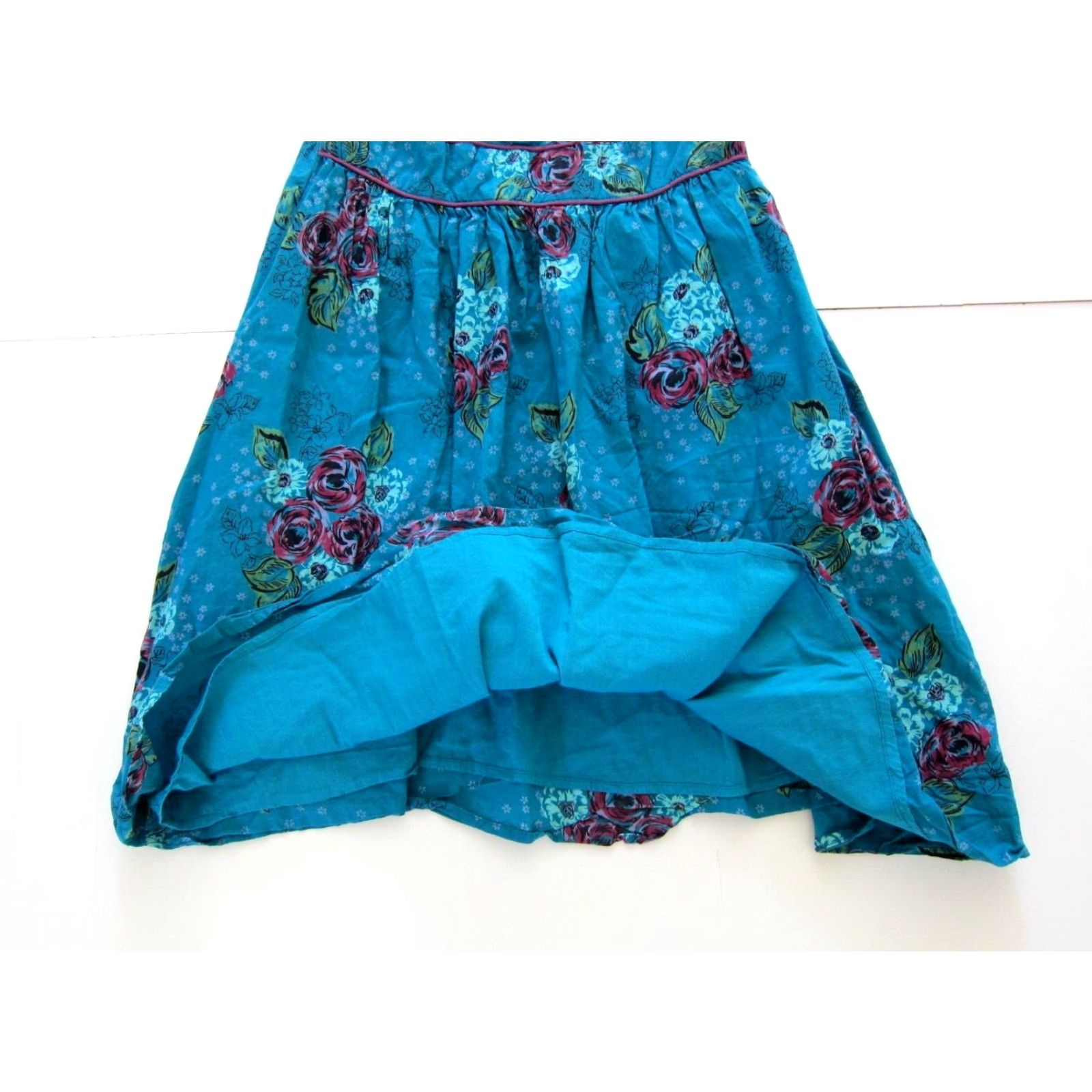 Vintage Susina 100% Cotton Floral V-Neck Tank Dress Blue Medium Women Slip Sun Dress Pattern: Floral Size M / US 6-8 / IT 42-44 - 7 Thumbnail