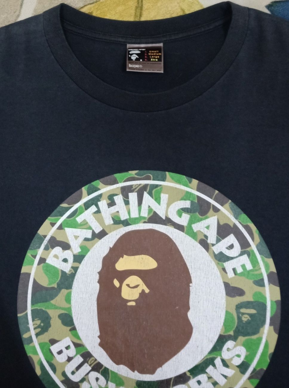 Bape × Vintage Vintage Bathing Ape Busy Works Camo Logo T-shirt Size US XL / EU 56 / 4 - 11 Thumbnail