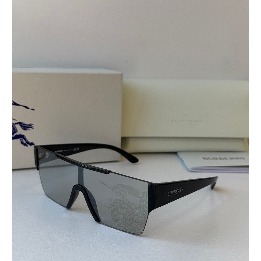 Burberry NEW Burberry BE4291 Black Grey Logo Mirror Shield Sunglasses Size ONE SIZE - 1 Thumbnail