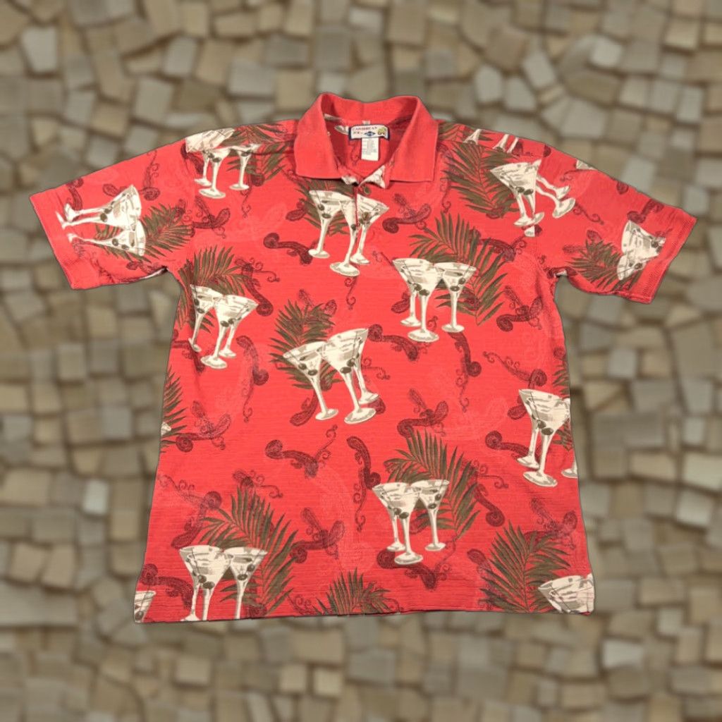 Vintage VINTAGE Caribbean Joe Polo Shirt Adult MEDIUM Orange Martini Tropical Resort Y2K Shirt Mens Size US M / EU 48-50 / 2 - 1 Thumbnail