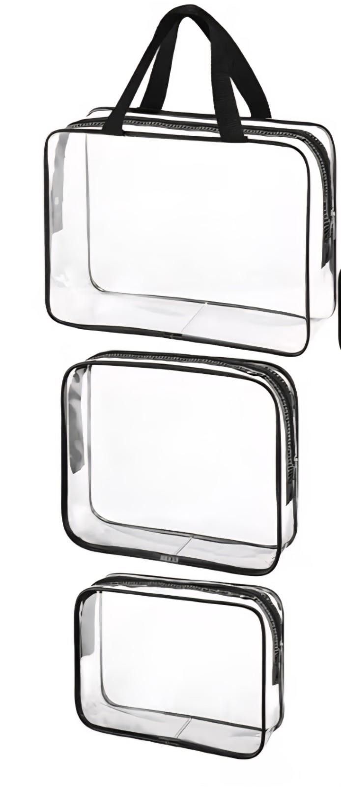 Other 3-Pack Clear Makeup Cosmetic Bags with Zipper & Handle Size ONE SIZE - 1 Thumbnail