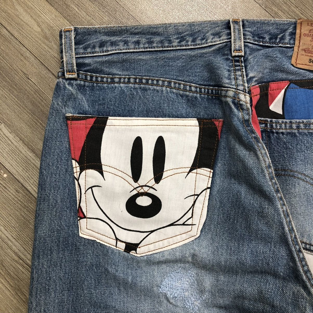 Levi's Vintage Clothing 🇺🇸90’s Levis 501 Distressed Cartoon Mickey Mouse Rework Jeans Size US 32 / EU 48 - 4 Thumbnail