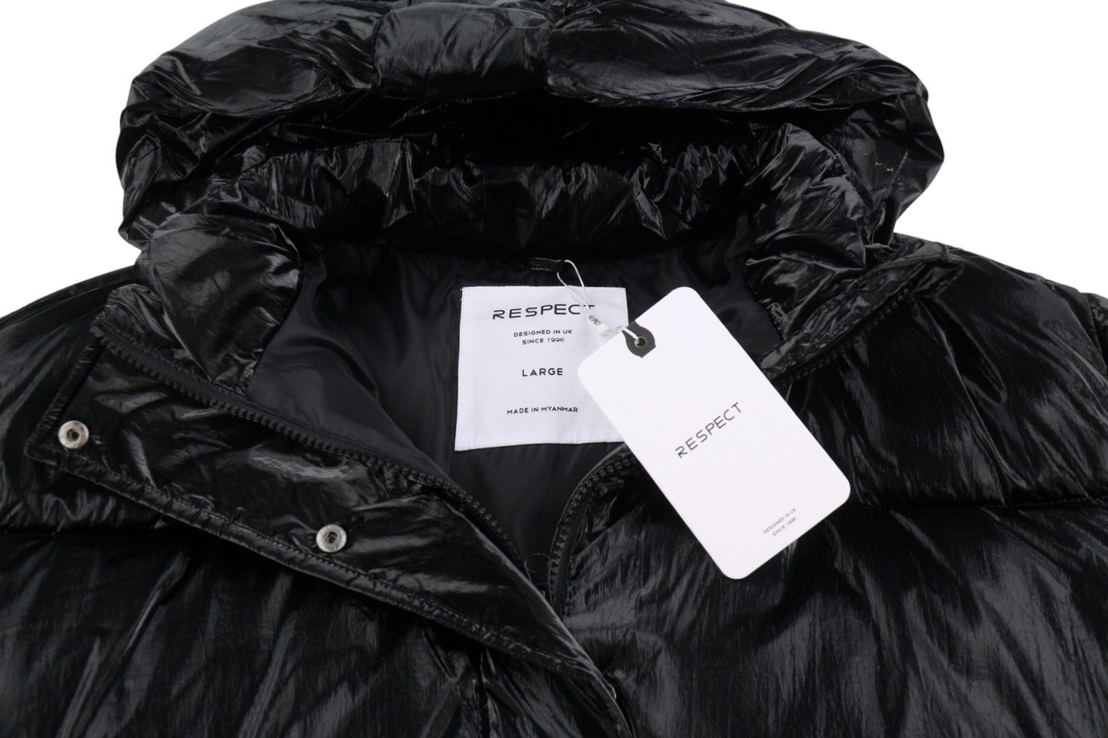 Other CROPPED METALLIC PUFFER L Black Quilted Hood 88048 Size L / US 10 / IT 46 - 5 Thumbnail