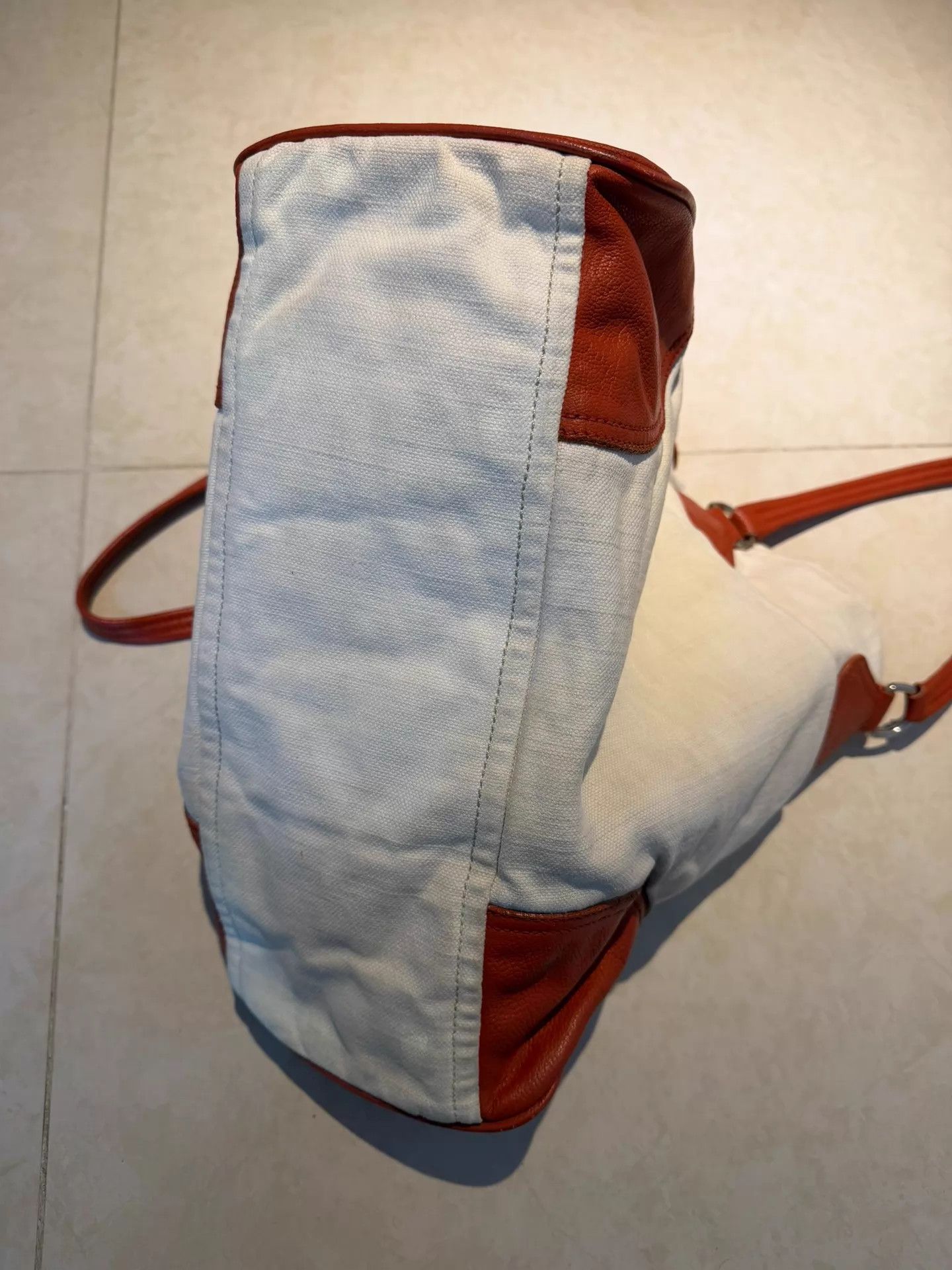 Prada Prada Bicolor Nylon Tote White/Orange Logo Pockets Unisex Size ONE SIZE - 4 Thumbnail