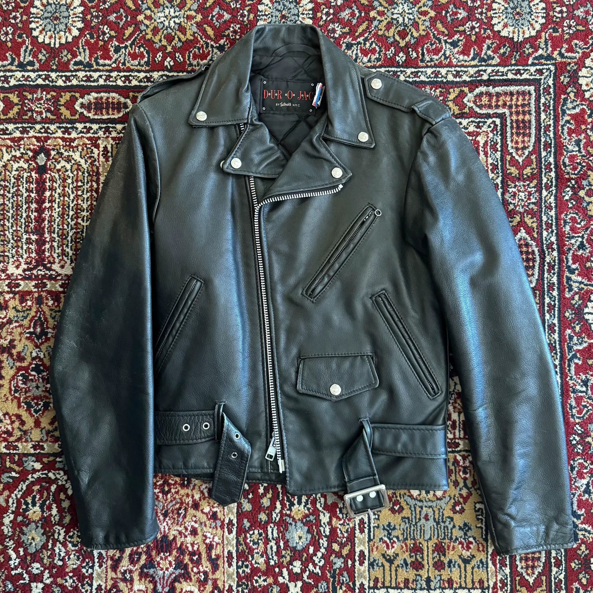 Schott Schott American Vintage Diagonal Zip Leather Jacket Size US S / EU 44-46 / 1 - 1 Thumbnail