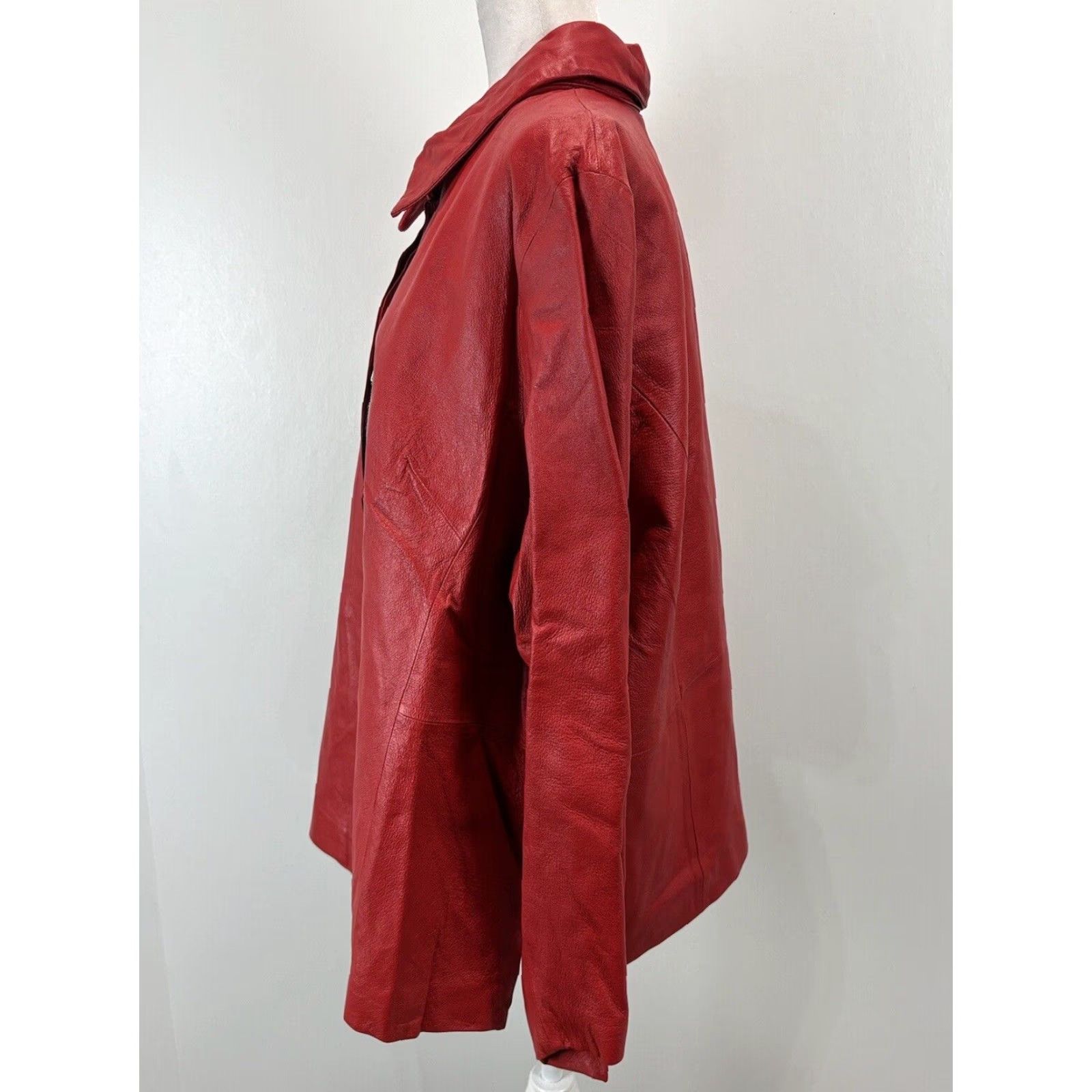 Vintage VINTAGE Venezia Leather Jacket Shacket Women’s Plus Size 26/28 Red Lined Casual Fall Winter Spring Size 4XL / US 24-26 - 2 Thumbnail