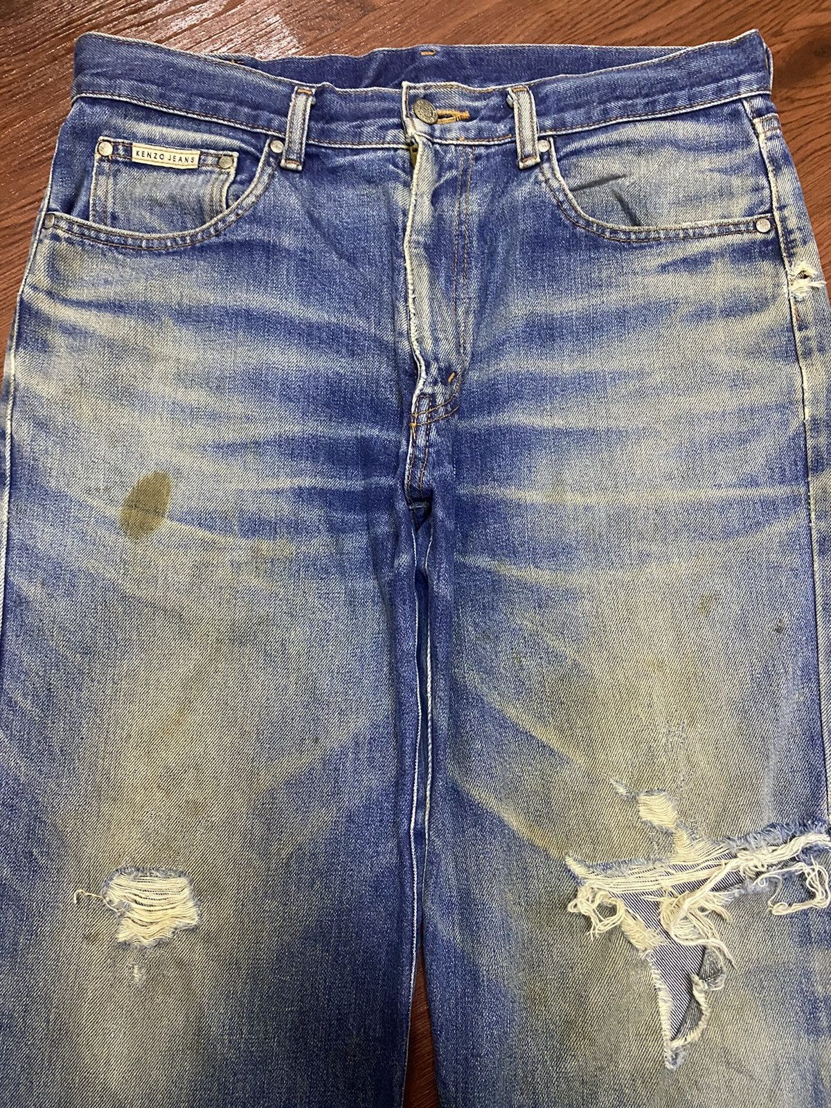 Japanese Brand Vintage Kenzo Japan Mud Wash Distressed Baggy Jeans Size US 32 / EU 48 - 3 Thumbnail