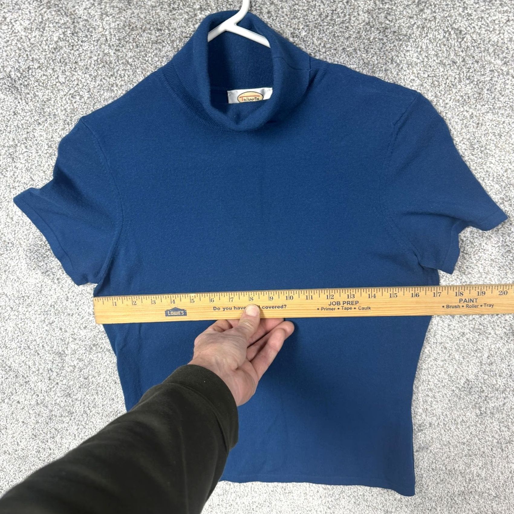 Talbots Talbots Sweater Womens Petite M Pullover Short Sleeve Blue Turtleneck Kn IT Solid, Italy, Classic, Preppy, All Seasons, Casual Womens Size M / US 6-8 / IT 42-44 - 3 Thumbnail
