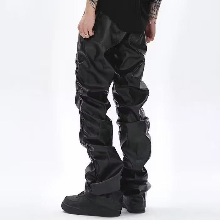 Japanese Brand × Vintage Loose Ruched Casual Pu Leather Pants Size US 32 / EU 48 - 3 Thumbnail