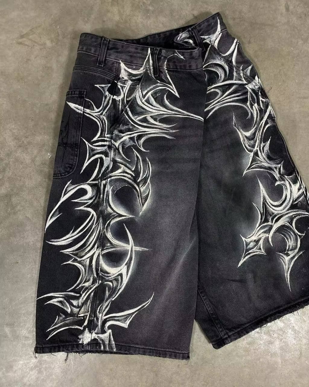 Japanese Brand × Vintage geometric print denim shorts Size US 36 / EU 52 - 2 Thumbnail