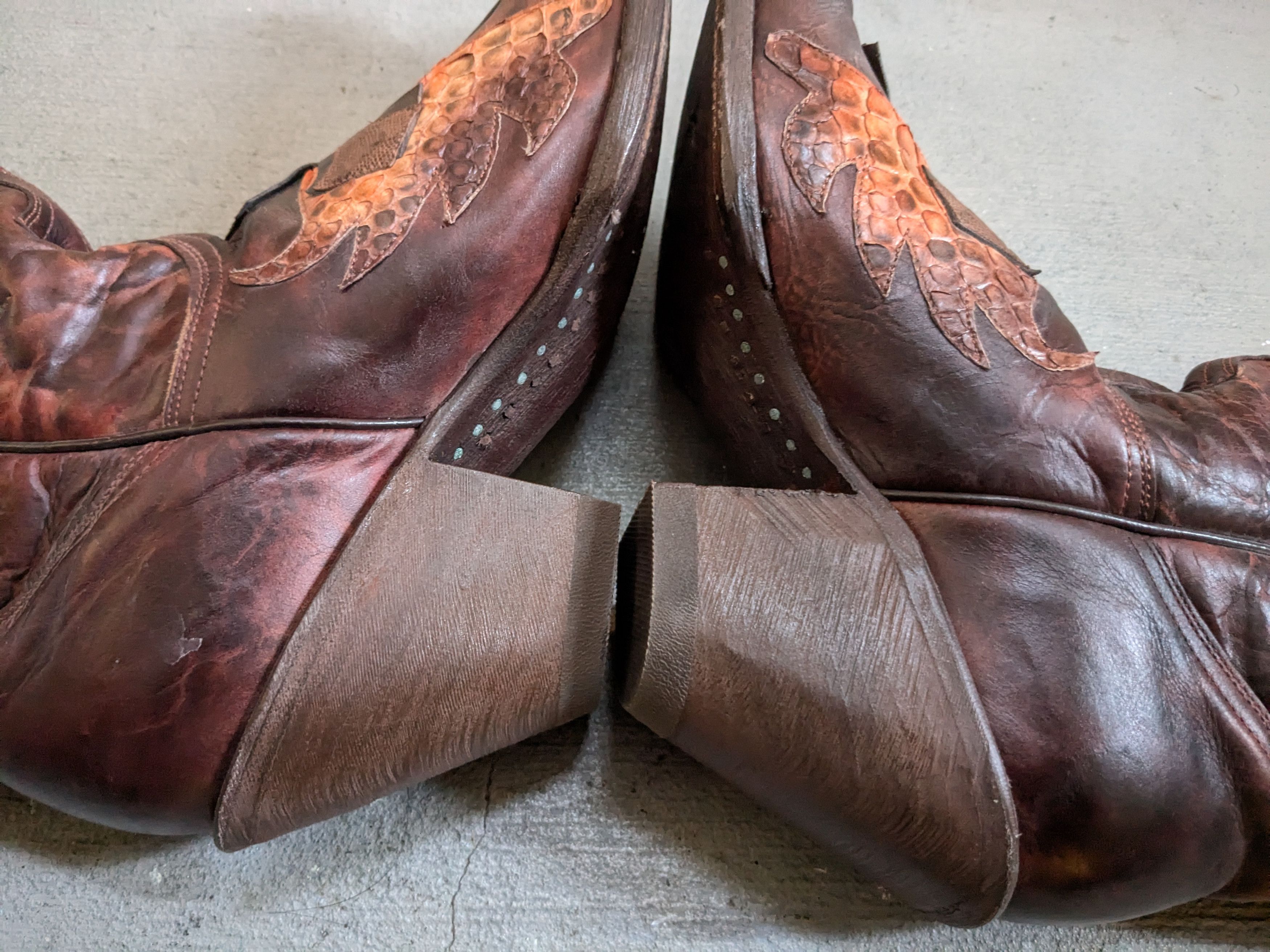 Genuine Leather × Vintage Stetson Cowboy Boots Brown Python Women 9 Snakeskin Size US 9 / EU 42 - 11 Thumbnail