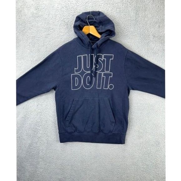 Nike Nike Just Do It Hoodie Sweatshirt Mens Medium Blue Pullover Hooded Logo Graphic Print Size US M / EU 48-50 / 2 - 2 Thumbnail
