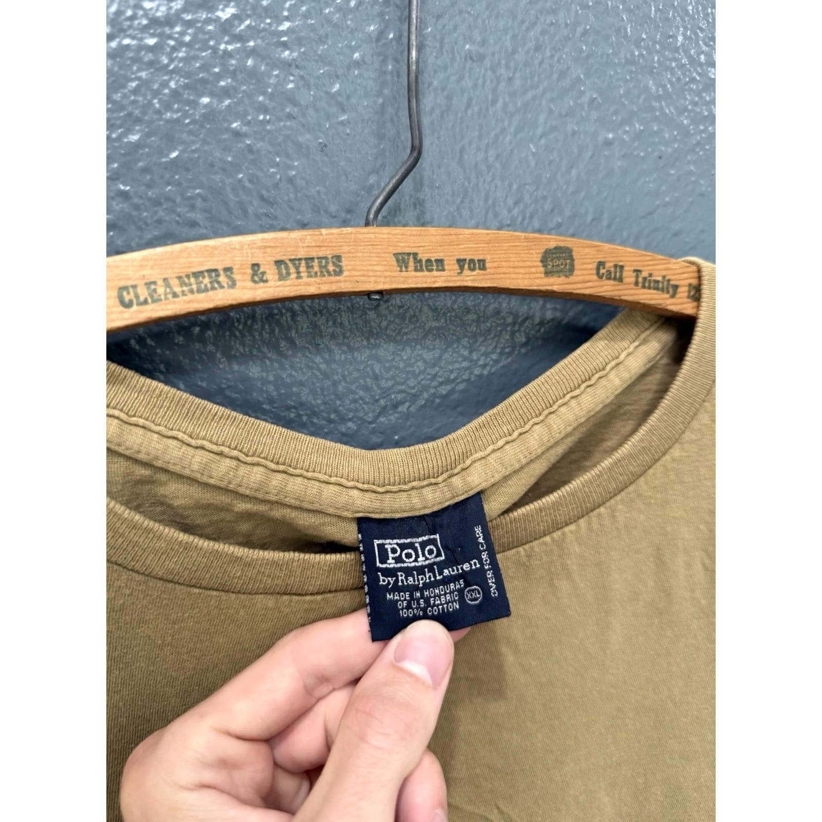 Ralph Lauren VINTAGE Polo Ralph Lauren 90s Brown Cotton Tee Shirt Logo Sz 2XL Mens Size US XXL / EU 58 / 5 - 2 Thumbnail