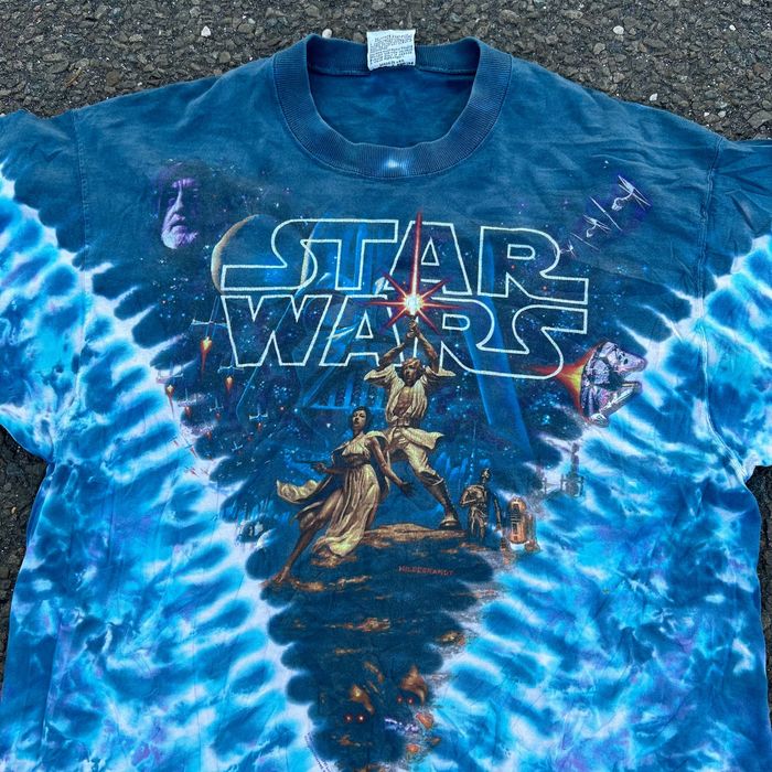 Vintage Vintage Star Wars liquid blue 90s tie dye movie t shirt