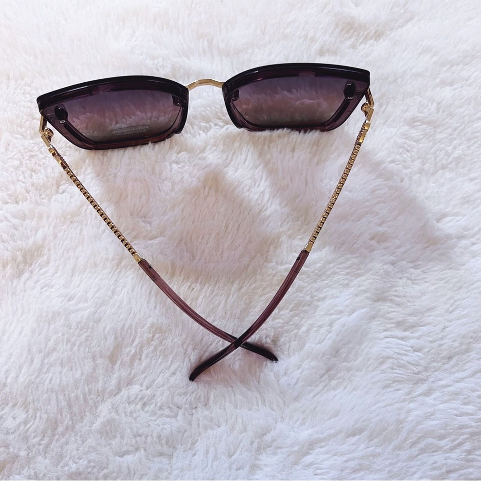 Other Gia Clear Dark Purple Chain Link Oversized Sunglasses Size ONE SIZE - 10 Thumbnail