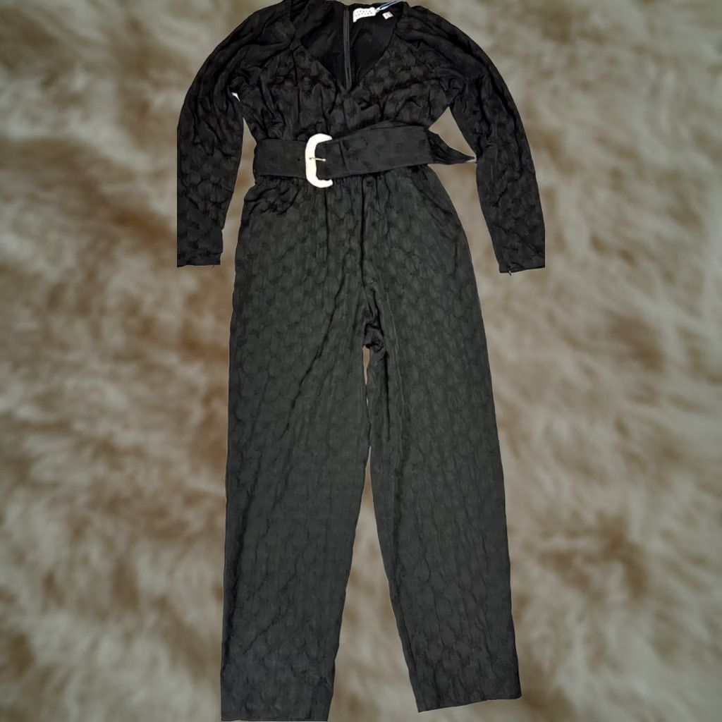 Tanya Taylor Tanya Taylor Womens Jumpsuit Long Sleeve Belted Black S Size S / US 4 / IT 40 - 1 Thumbnail