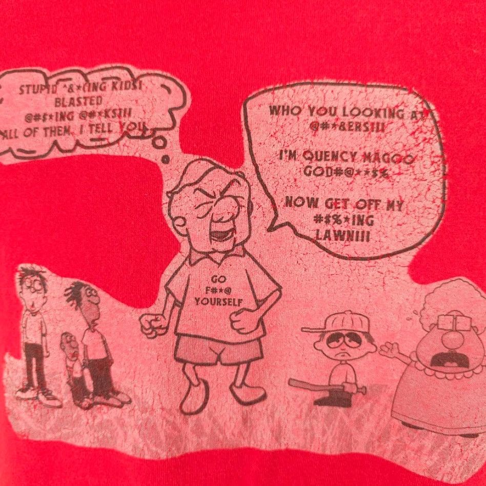 Fruit Of The Loom Mr Quincy Magoo T Shirt Mens Small Red Cartoon Funny Get Off My Lawn Size US S / EU 44-46 / 1 - 3 Thumbnail