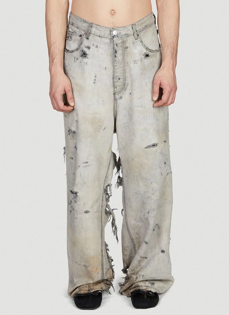 Balenciaga 1/1 sample Mudshow Super Destroyed Jeans White Sz. M Size US 34 / EU 50 - 10 Thumbnail