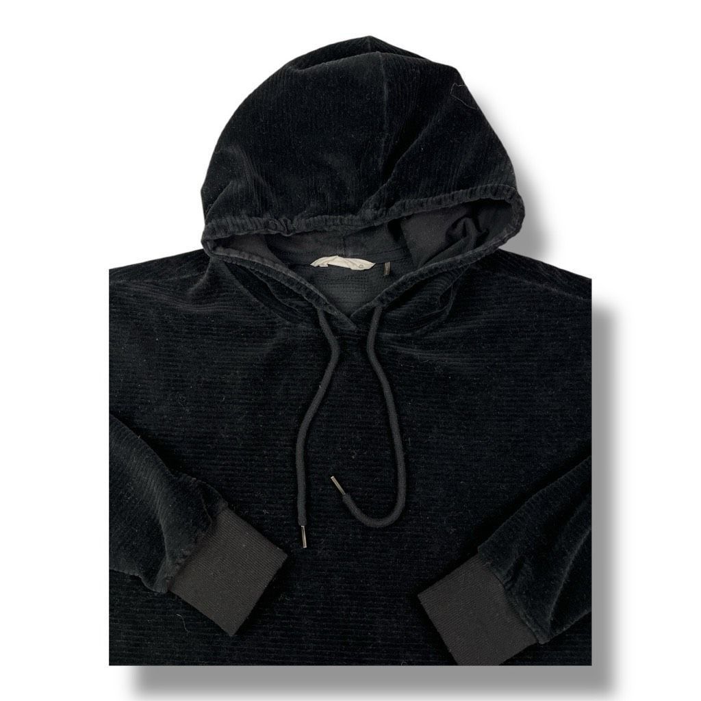 Other Tavi Noir Velour Ribbed Black Semi Cropped Oversized Hoodie Size S / US 4 / IT 40 - 2 Thumbnail