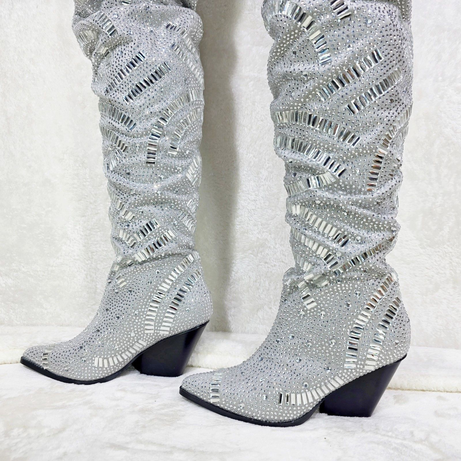 Other Cowgirl Glitz & Glam Rhinestone Mirror Tiles Western Slouch Size US 7.5 / IT 37.5 - 6 Thumbnail
