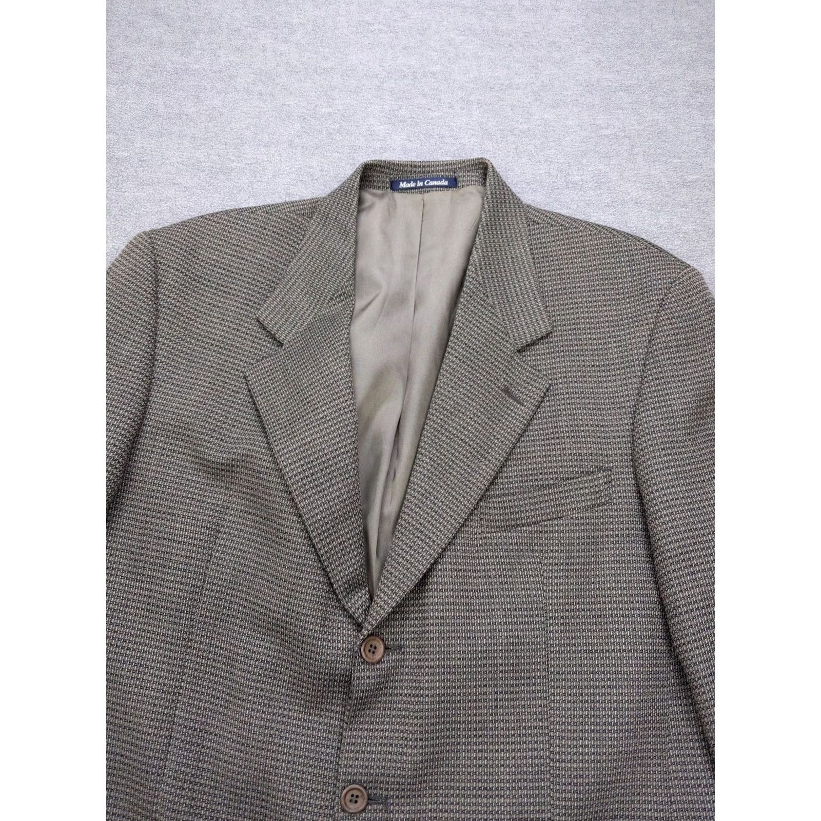Vintage Daniel Hechter Blazer Mens 43 Long Brown Wool Tweed Check Single-Breasted 3-in-1 Jacket Size 44R - 4 Thumbnail