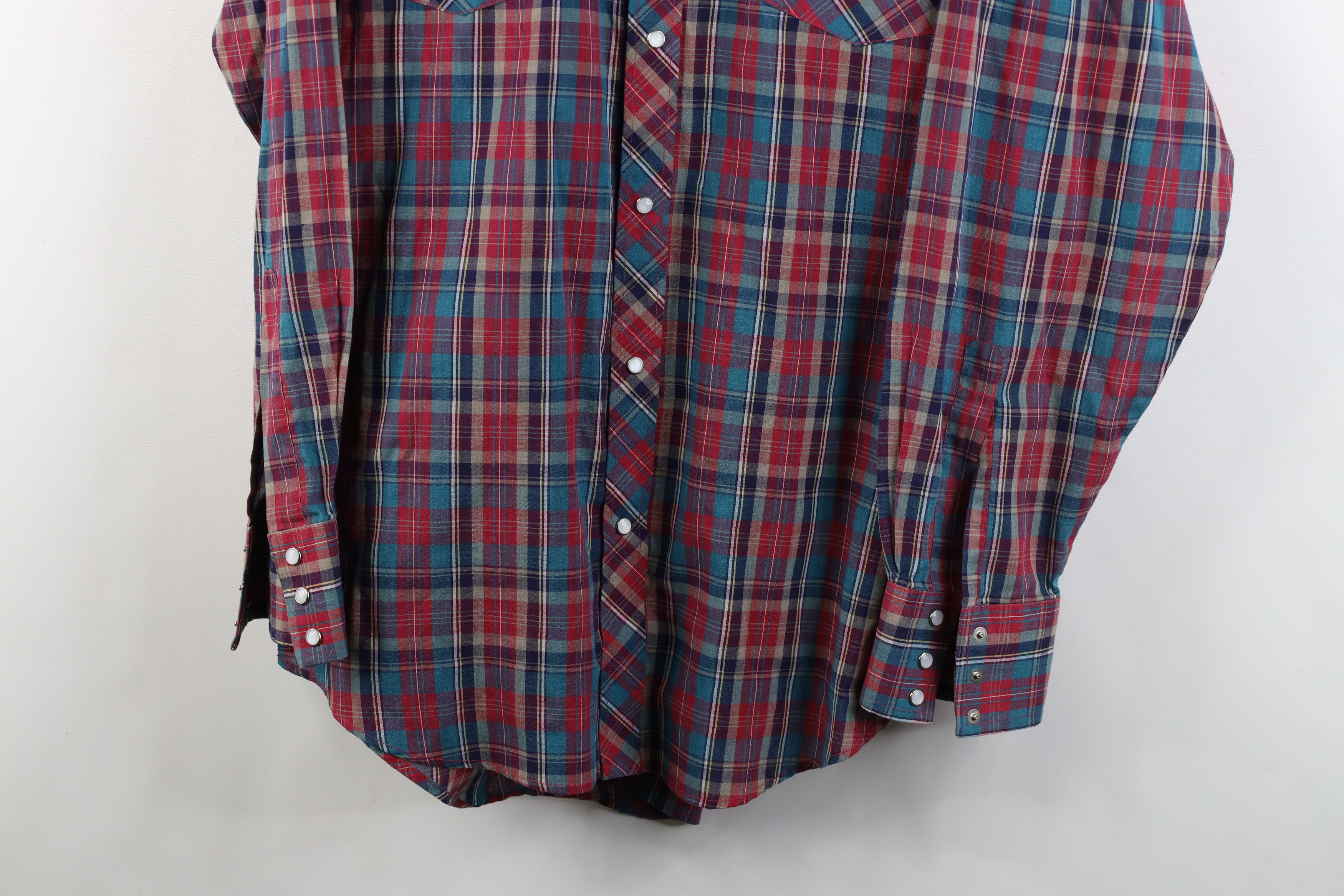 Vintage Vintage 70s Streetwear Madras Western Snap Button Shirt Size US L / EU 52-54 / 3 - 3 Thumbnail