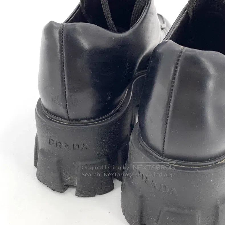 Prada Prada Black leather thick-soled lace-up leather shoes loaf Size US 4 / IT 34 - 8 Thumbnail