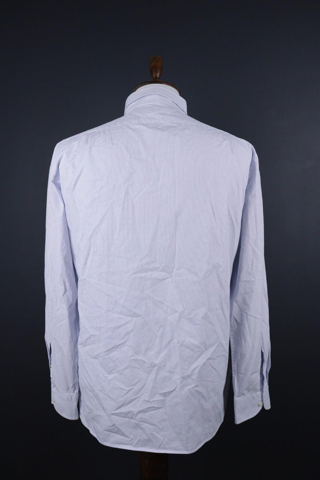 Designer Boggi Milano Tailored Fit Blue Check Down Shirt Size 45 / 18 Size US M / EU 48-50 / 2 - 4 Thumbnail