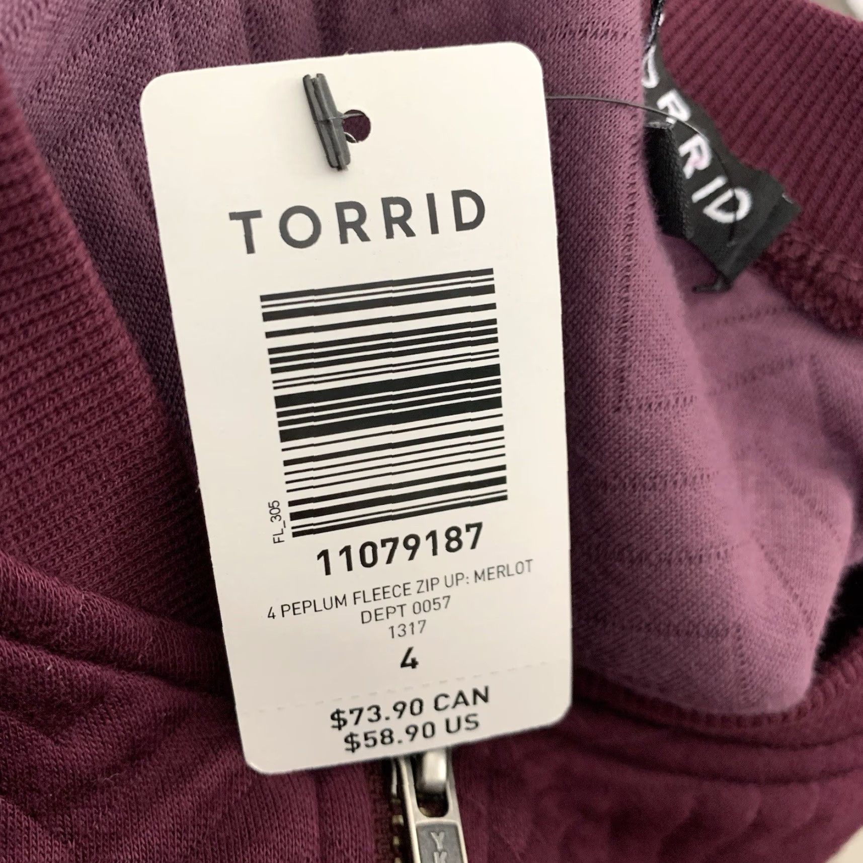 Torrid Torrid Womens Quilted Peplum Full Zip Jacket Wine Size 4 Fray Accent Comfy Soft Size XXL / US 16-18 / IT 52-54 - 4 Thumbnail