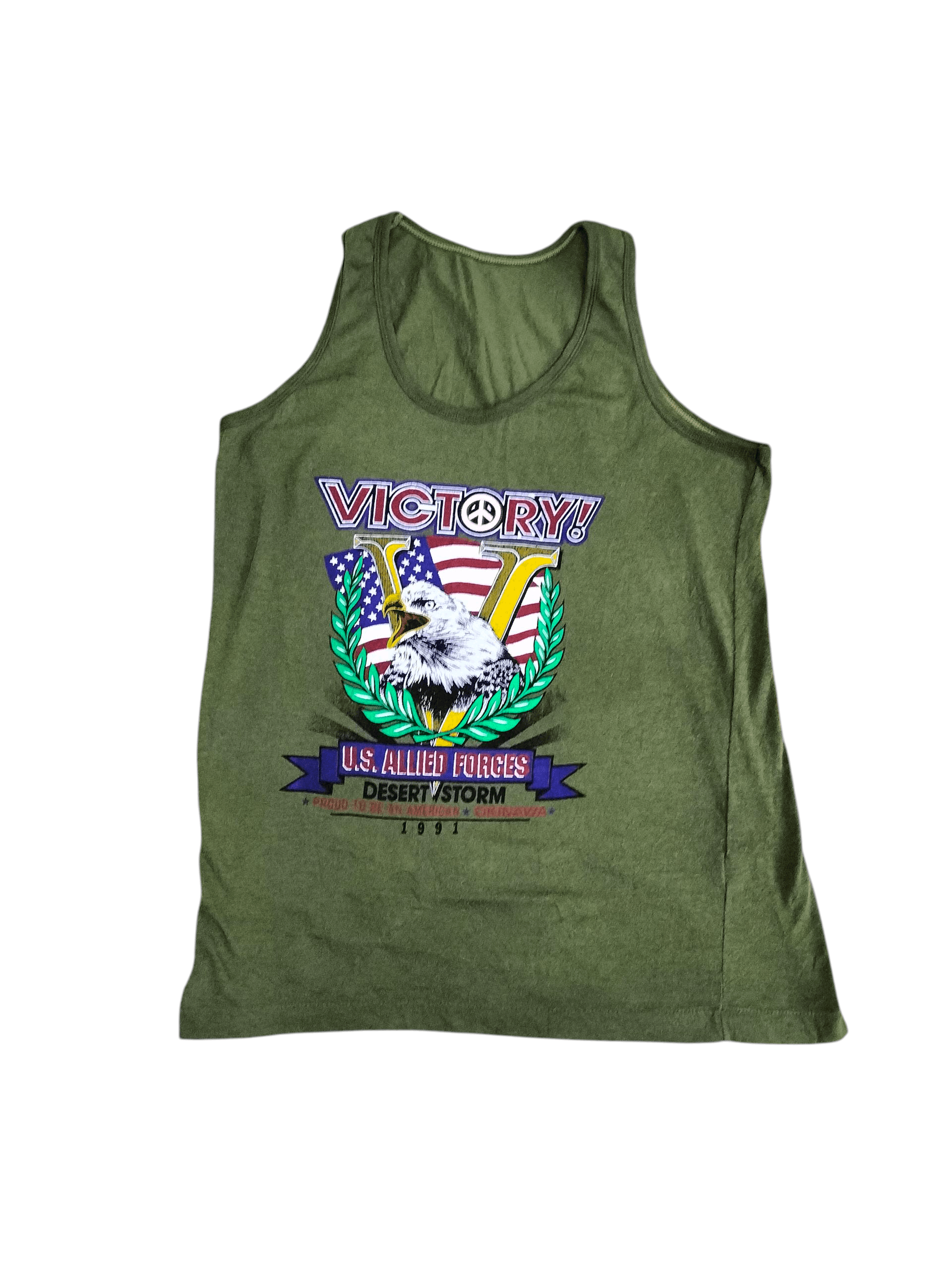 Vintage Vintage 1991 desert storm tank top green army Size US M / EU 48-50 / 2 - 1 Thumbnail