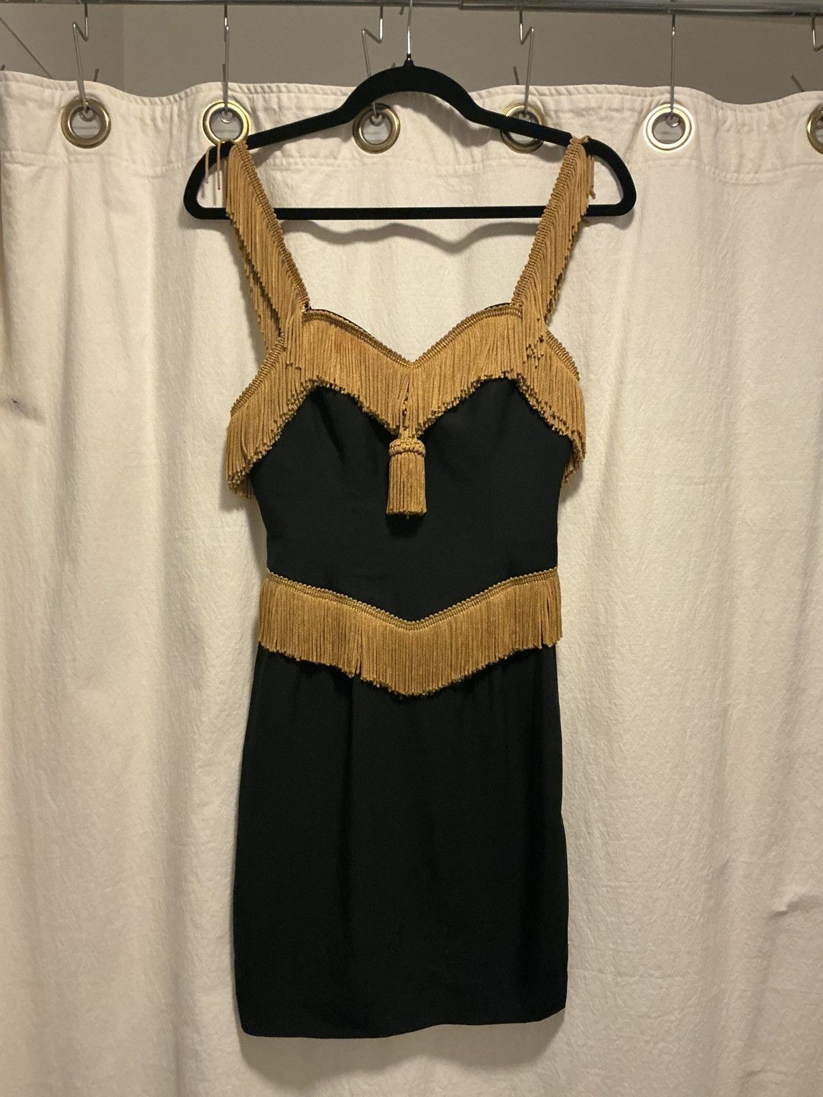 Moschino Moschino Couture SS89 Navy Curtain Fringe Mini Dress Size S / US 4 / IT 40 - 2 Thumbnail