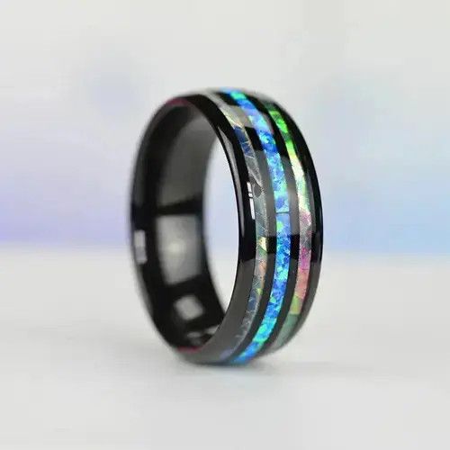 VIBE Inlay Abalone Shell Blue Opal Rings Size ONE SIZE - 1 Thumbnail